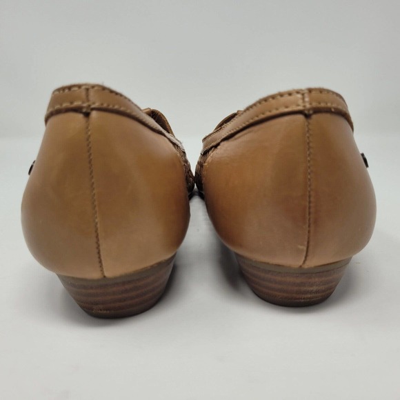 [SOLD]Bass Shoes Womens 11 Brown Leather Flats Woven Casual Hayden Fawn Loafer - Picture 3 of 10